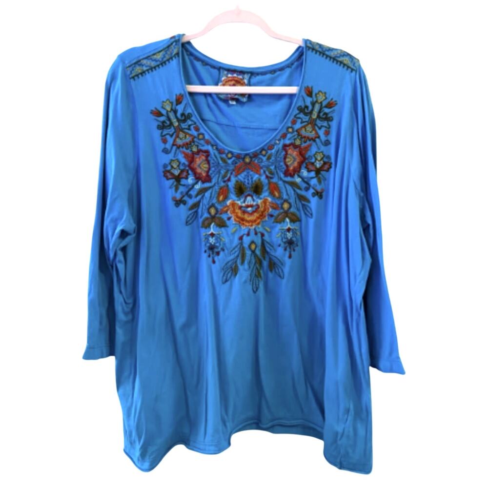 Johnny Was Emborideried Cotton Blouse size 2XL